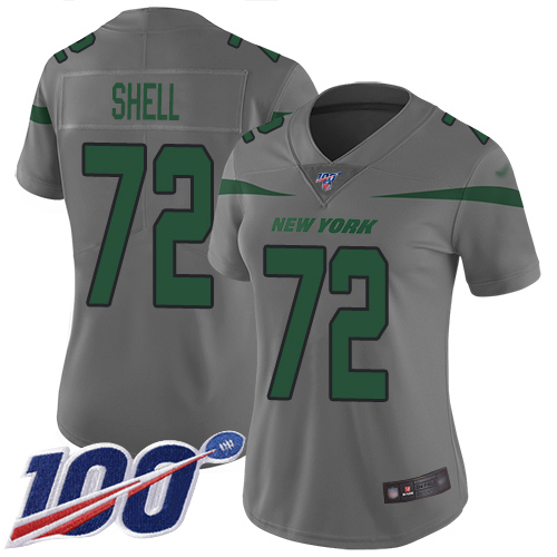 New York Jets Limited Gray Women Brandon Shell Jersey NFL Football #72 100th Season Inverted Legend->women nfl jersey->Women Jersey
